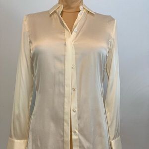 Ann Taylor real silk off-white button down shirt